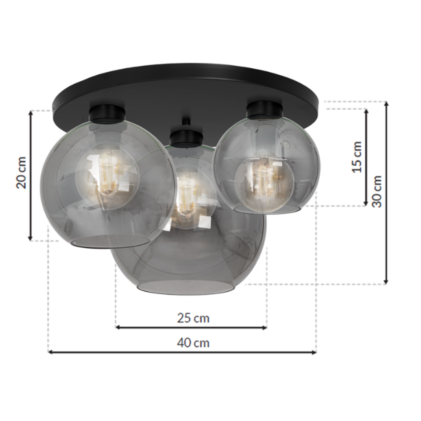 Lampa wisząca SOFIA Smoked 3xE27