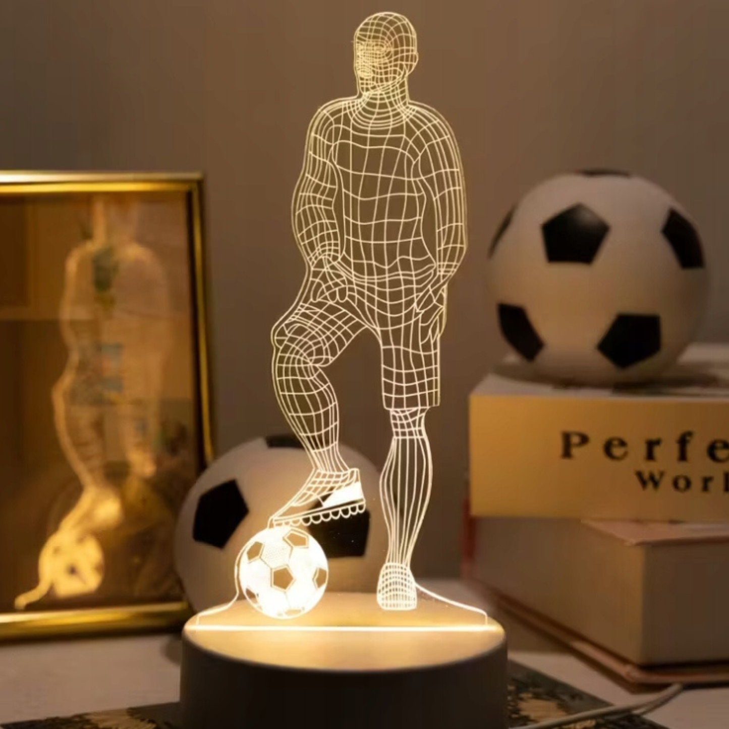 Lampka nocna LED 3D piłkarz do pokoju dziecięcego