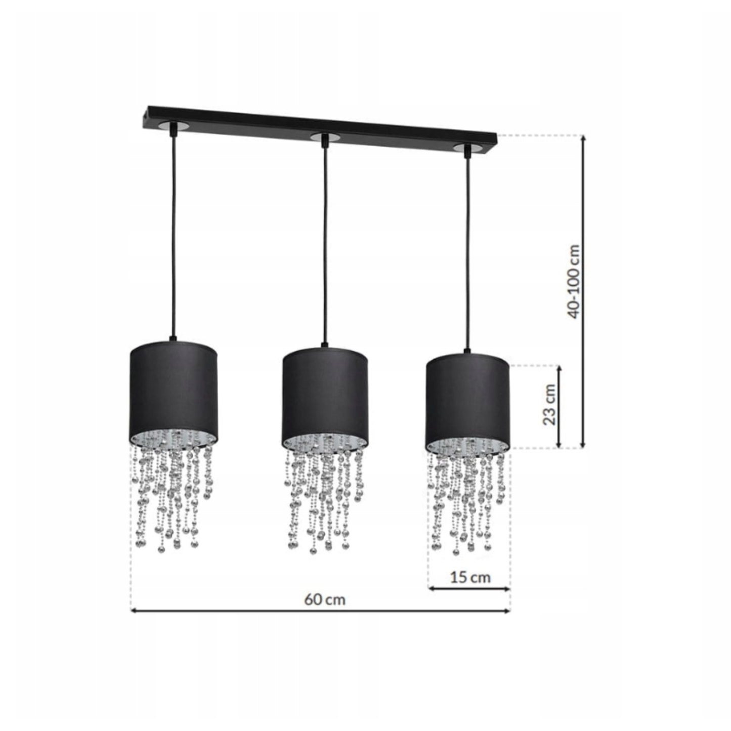 Lampa wisząca ALMERIA 10xE27 czarna