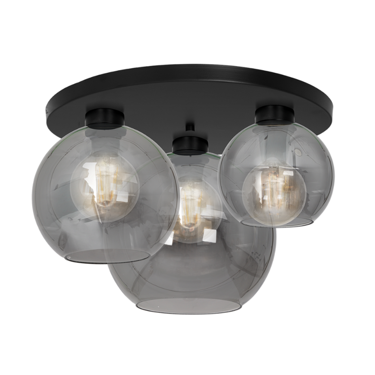 Lampa wisząca SOFIA Smoked 3xE27 czarna z przydymionym szkłem