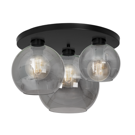 Lampa wisząca SOFIA Smoked 3xE27 czarna z przydymionym szkłem